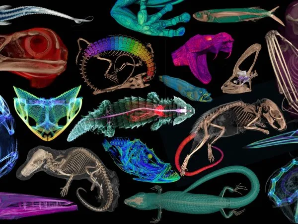 Colorful CT scan of different animals