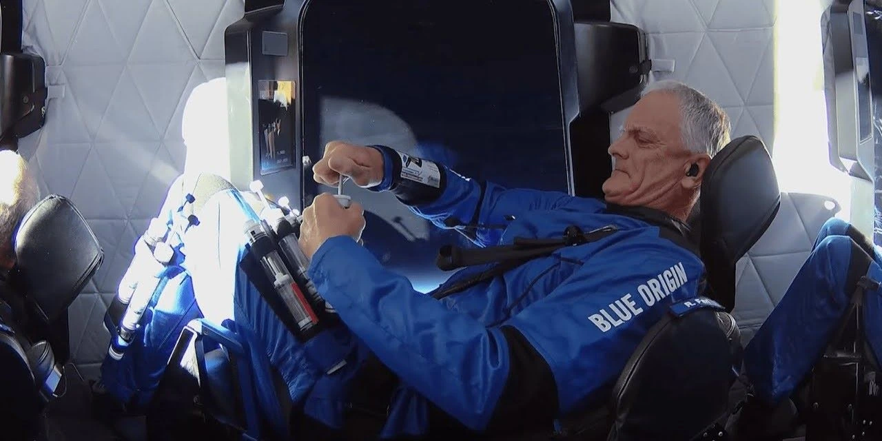 Rob Ferl in a Blue Origin spacecraft